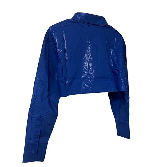 SER.O.YA CHI WAX COATED CROP TOP, 5 BOTTON DOWN, LONG SLEEVE, SUPER CROP, SMALL - Picture 11 of 12